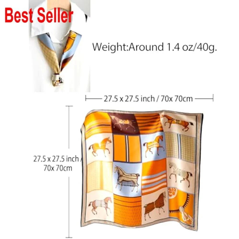 Silk Satin Head Scarf for Women, Lightweight Fashion Neck Scarf